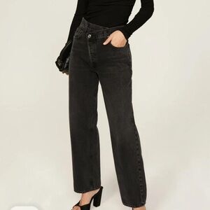 Agolde Black High-Rise Straight Jeans